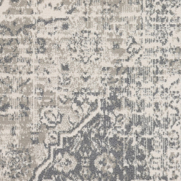 HomeRoots 10' Gray and Ivory Medallion Area Rug - Durable, Stain-Resistant Design for Stylish Living Spaces 6' X 9' 531726
