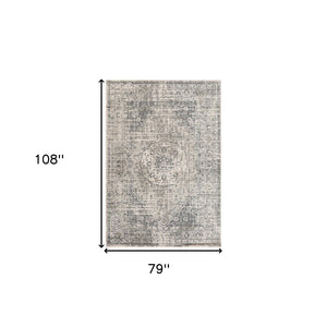HomeRoots 10' Gray and Ivory Medallion Area Rug - Durable, Stain-Resistant Design for Stylish Living Spaces 6' X 9' 531726