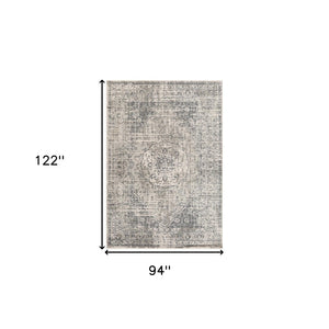 HomeRoots 10' Gray and Ivory Medallion Area Rug - Durable, Stain-Resistant Design for Stylish Living Spaces 8' X 10' 531727