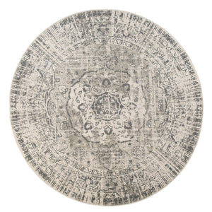 HomeRoots 10' Gray and Ivory Medallion Area Rug - Durable, Stain-Resistant Design for Stylish Living Spaces 8' Round 531728