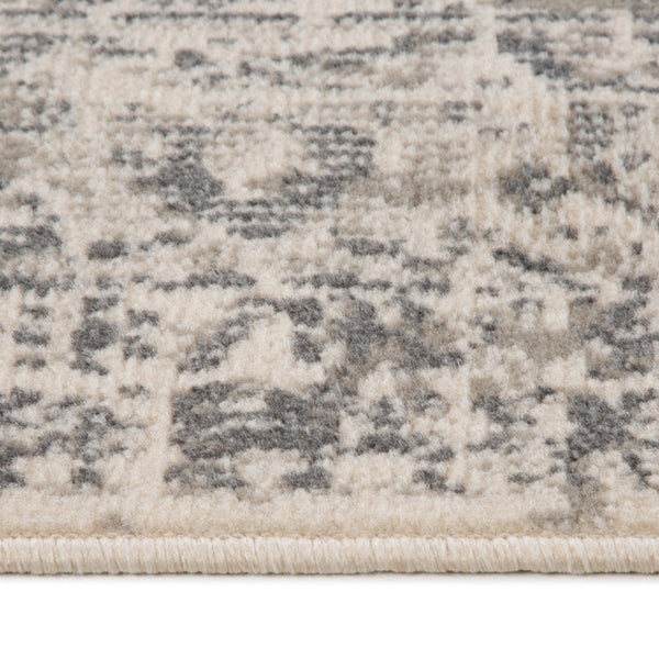 HomeRoots 10' Gray and Ivory Medallion Area Rug - Durable, Stain-Resistant Design for Stylish Living Spaces 8' Round 531728