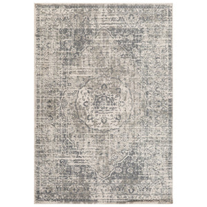 HomeRoots 10' Gray and Ivory Medallion Area Rug - Durable, Stain-Resistant Design for Stylish Living Spaces 9' X 12' 531729