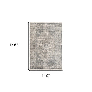HomeRoots 10' Gray and Ivory Medallion Area Rug - Durable, Stain-Resistant Design for Stylish Living Spaces 9' X 12' 531729