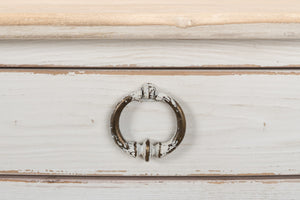 Sarreid Provincial Hall Table - Solid Pine With Antiqued White Finish & Elegant Cast Iron Teardrop Pulls White  53172