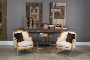 Sarreid Provincial Hall Table - Solid Pine With Antiqued White Finish & Elegant Cast Iron Teardrop Pulls White  53172