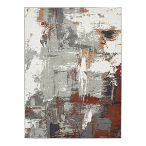 HomeRoots 10' Contemporary Abstract Area Rug in Ivory, Gray, and Rust - Durable, Stain-Resistant Design for Home 10' X 14' 531730
