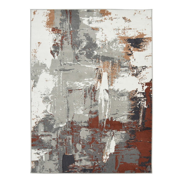 HomeRoots 10' Contemporary Abstract Area Rug in Ivory, Gray, and Rust - Durable, Stain-Resistant Design for Home 10' X 14' 531730