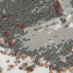 HomeRoots 10' Contemporary Abstract Area Rug in Ivory, Gray, and Rust - Durable, Stain-Resistant Design for Home 8' Round 531736