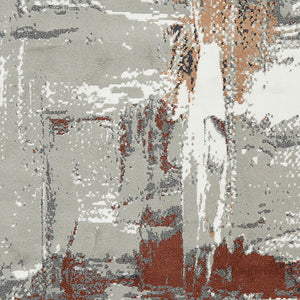 HomeRoots 10' Contemporary Abstract Area Rug in Ivory, Gray, and Rust - Durable, Stain-Resistant Design for Home 9' X 12' 531737