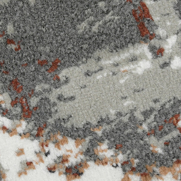 HomeRoots 10' Contemporary Abstract Area Rug in Ivory, Gray, and Rust - Durable, Stain-Resistant Design for Home 9' X 12' 531737