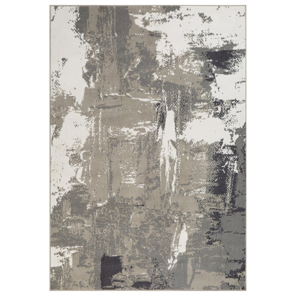 HomeRoots 10' Contemporary Abstract Area Rug in Ivory, Gray, and Rust - Durable, Stain-Resistant Design for Home 6' X 9' 531742