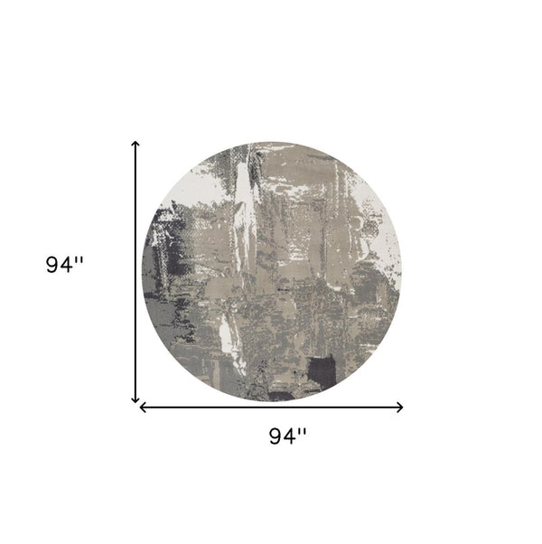HomeRoots 10' Contemporary Abstract Area Rug in Ivory, Gray, and Rust - Durable, Stain-Resistant Design for Home 8' Round 531744