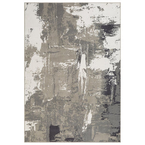 HomeRoots 10' Contemporary Abstract Area Rug in Ivory, Gray, and Rust - Durable, Stain-Resistant Design for Home 9' X 12' 531745