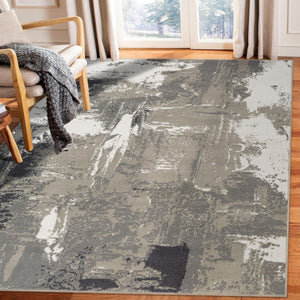 HomeRoots 10' Contemporary Abstract Area Rug in Ivory, Gray, and Rust - Durable, Stain-Resistant Design for Home 9' X 12' 531745