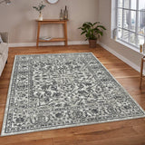 Homeroots 10' X 14' Gray And Dark Gray Floral Power Loom Area Rug  Polypropylene 531746