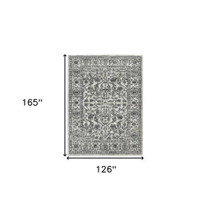 HomeRoots 10' Elegant Ivory Gray Floral Area Rug – Durable, Stain Resistant, Perfect for Family Living Spaces 10' X 14' 531746