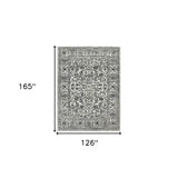 Homeroots 10' X 14' Gray And Dark Gray Floral Power Loom Area Rug  Polypropylene 531746