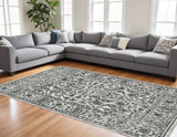 Homeroots 10' X 14' Gray And Dark Gray Floral Power Loom Area Rug  Polypropylene 531746