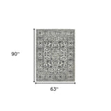 Homeroots 5' X 8' Gray And Dark Gray Floral Power Loom Area Rug  Polypropylene 531749