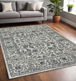 Homeroots 5' X 8' Gray And Dark Gray Floral Power Loom Area Rug  Polypropylene 531749