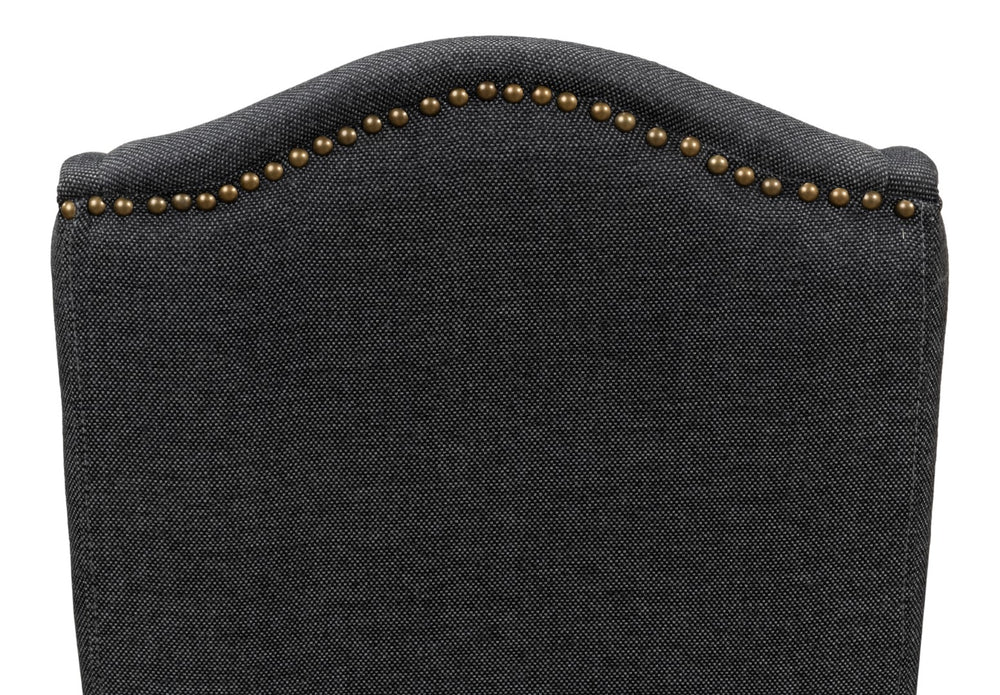 Sarreid Black High Back Dining Chair Set Of 2 - Elegant Beech Wood Frame, Soft Black Fabric & Stylish Tacks Black  53174