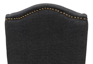 Sarreid Black High Back Dining Chair Set Of 2 - Elegant Beech Wood Frame, Soft Black Fabric & Stylish Tacks Black  53174