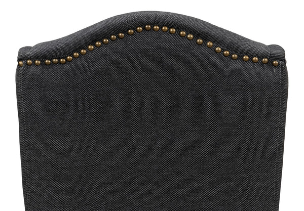 Sarreid Black High Back Dining Chair Set Of 2 - Elegant Beech Wood Frame, Soft Black Fabric & Stylish Tacks Black  53174