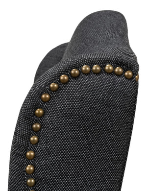 Sarreid Black High Back Dining Chair Set Of 2 - Elegant Beech Wood Frame, Soft Black Fabric & Stylish Tacks Black  53174