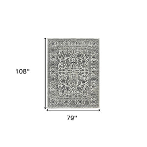 HomeRoots 10' Elegant Ivory Gray Floral Area Rug – Durable, Stain Resistant, Perfect for Family Living Spaces 6' X 9' 531750