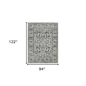 HomeRoots 10' Elegant Ivory Gray Floral Area Rug – Durable, Stain Resistant, Perfect for Family Living Spaces 8' X 10' 531751