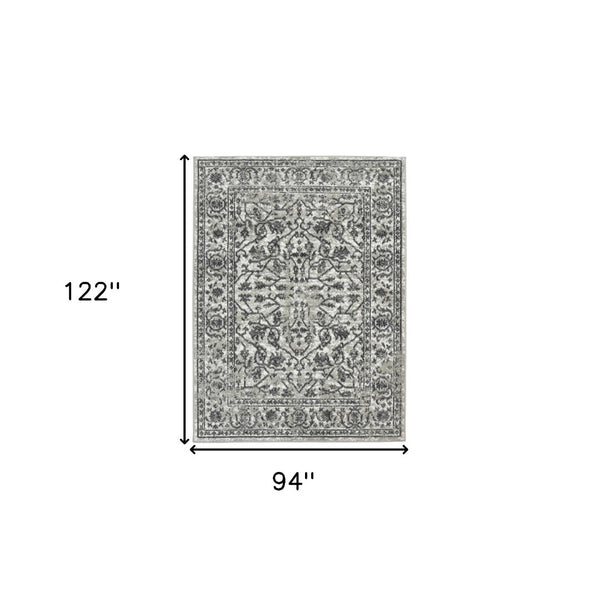 HomeRoots 10' Elegant Ivory Gray Floral Area Rug – Durable, Stain Resistant, Perfect for Family Living Spaces 8' X 10' 531751