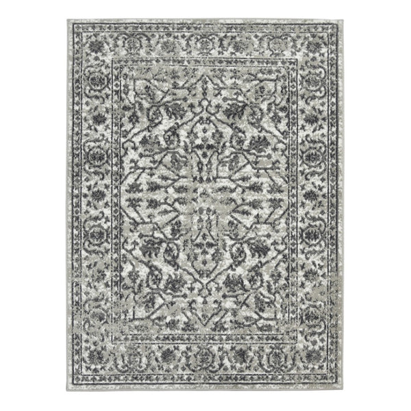 HomeRoots 10' Elegant Ivory Gray Floral Area Rug – Durable, Stain Resistant, Perfect for Family Living Spaces 9' X 12' 531753