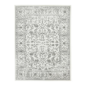 HomeRoots 10' Elegant Ivory Gray Floral Area Rug – Durable, Stain Resistant, Perfect for Family Living Spaces 10' X 14' 531754