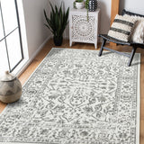 Homeroots 10' X 14' Gray And Light Gray Floral Power Loom Area Rug  Polypropylene 531754