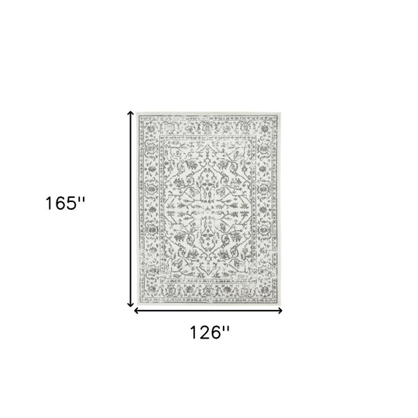 HomeRoots 10' Elegant Ivory Gray Floral Area Rug – Durable, Stain Resistant, Perfect for Family Living Spaces 10' X 14' 531754