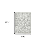 Homeroots 10' X 14' Gray And Light Gray Floral Power Loom Area Rug  Polypropylene 531754