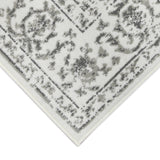 Homeroots 10' Gray And Light Gray Floral Power Loom Runner Rug  Polypropylene 531756