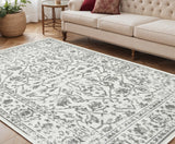 Homeroots 5' X 8' Gray And Light Gray Floral Power Loom Area Rug  Polypropylene 531757