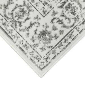 HomeRoots 10' Elegant Ivory Gray Floral Area Rug – Durable, Stain Resistant, Perfect for Family Living Spaces 6' X 9' 531758