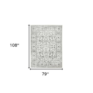 HomeRoots 10' Elegant Ivory Gray Floral Area Rug – Durable, Stain Resistant, Perfect for Family Living Spaces 6' X 9' 531758