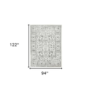 HomeRoots 10' Elegant Ivory Gray Floral Area Rug – Durable, Stain Resistant, Perfect for Family Living Spaces 8' X 10' 531759