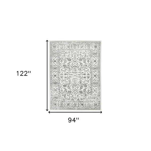 HomeRoots 10' Elegant Ivory Gray Floral Area Rug – Durable, Stain Resistant, Perfect for Family Living Spaces 8' X 10' 531759