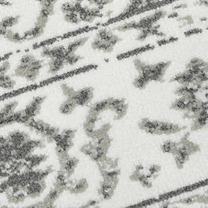 HomeRoots 10' Elegant Ivory Gray Floral Area Rug – Durable, Stain Resistant, Perfect for Family Living Spaces 8' Round 531760