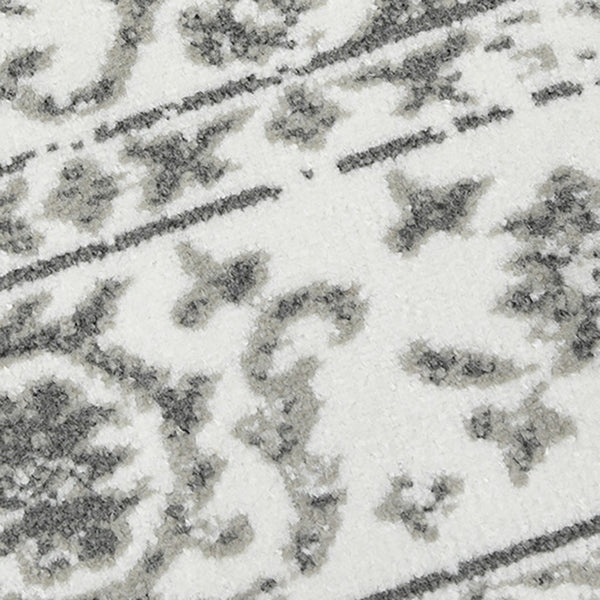 HomeRoots 10' Elegant Ivory Gray Floral Area Rug – Durable, Stain Resistant, Perfect for Family Living Spaces 8' Round 531760