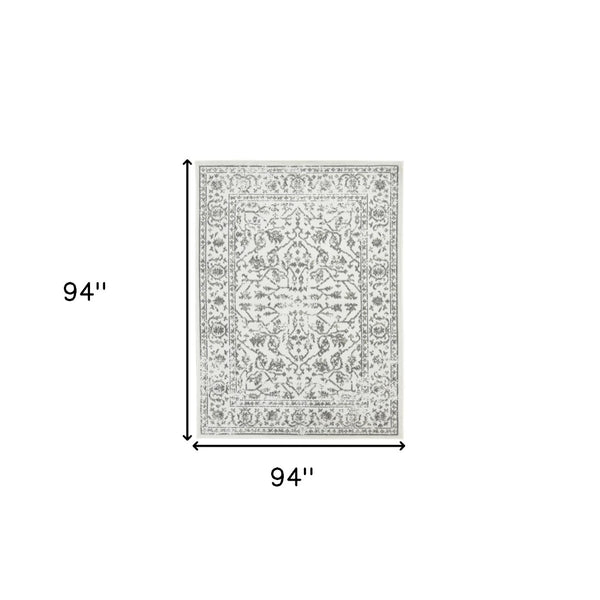 HomeRoots 10' Elegant Ivory Gray Floral Area Rug – Durable, Stain Resistant, Perfect for Family Living Spaces 8' Round 531760