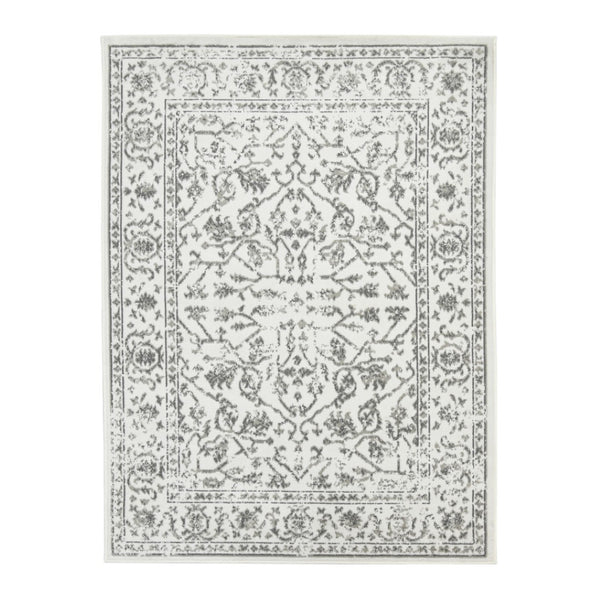 HomeRoots 10' Elegant Ivory Gray Floral Area Rug – Durable, Stain Resistant, Perfect for Family Living Spaces 9' X 12' 531761
