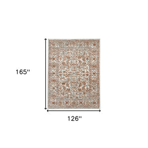 HomeRoots 10' Elegant Ivory Gray Floral Area Rug – Durable, Stain Resistant, Perfect for Family Living Spaces 10' X 14' 531762
