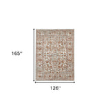 Homeroots 10' X 14' Rust And Gray Floral Power Loom Area Rug  Polypropylene 531762