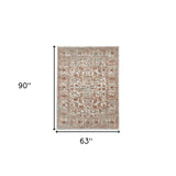 Homeroots 5' X 8' Rust And Gray Floral Power Loom Area Rug  Polypropylene 531765