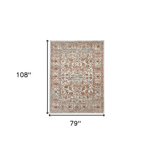 HomeRoots 10' Elegant Ivory Gray Floral Area Rug – Durable, Stain Resistant, Perfect for Family Living Spaces 6' X 9' 531766